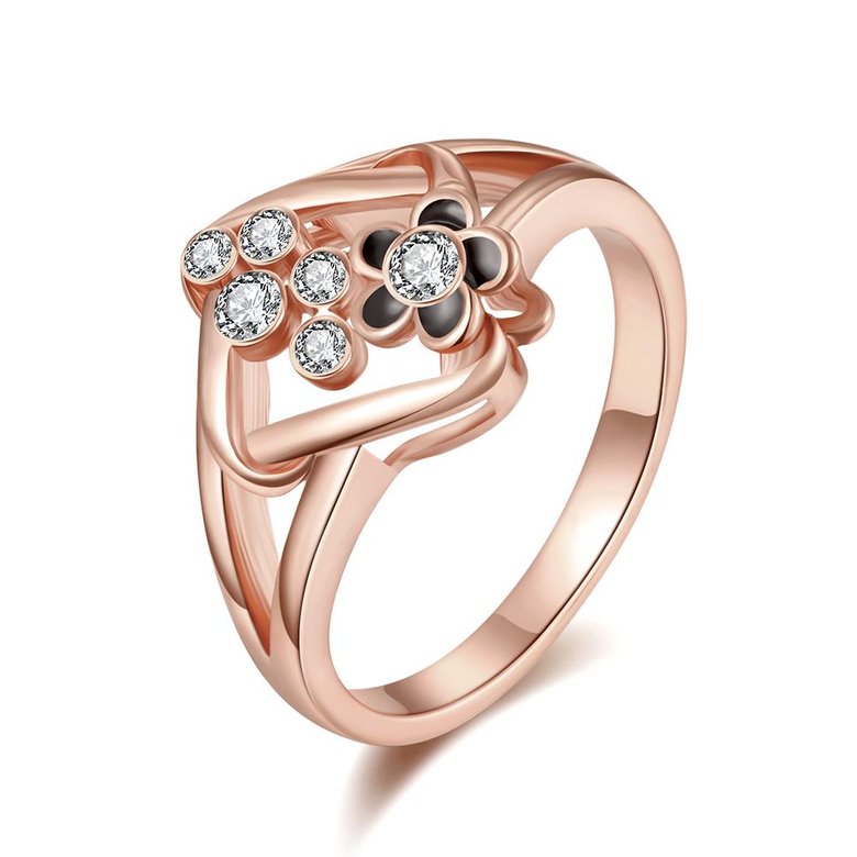 Wholesale Hot Trendy Wedding jewelry Romantic Rose Gold Geometric White Rhinestone Ring TGGPR079