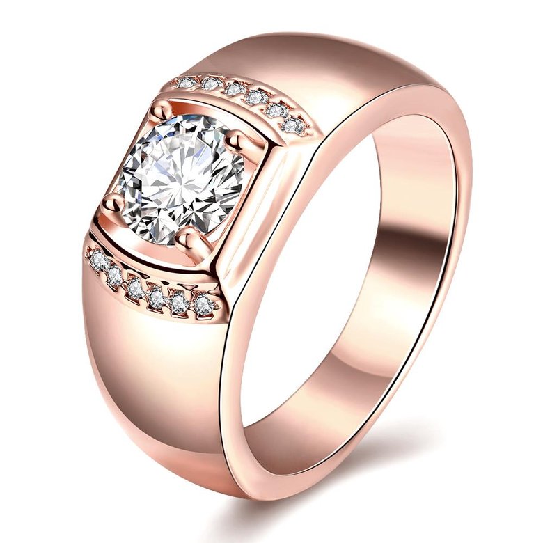 Wholesale Wedding Jewelry For Man and Women Classic Rose Gold Geometric White CZ Ring TGGPR088