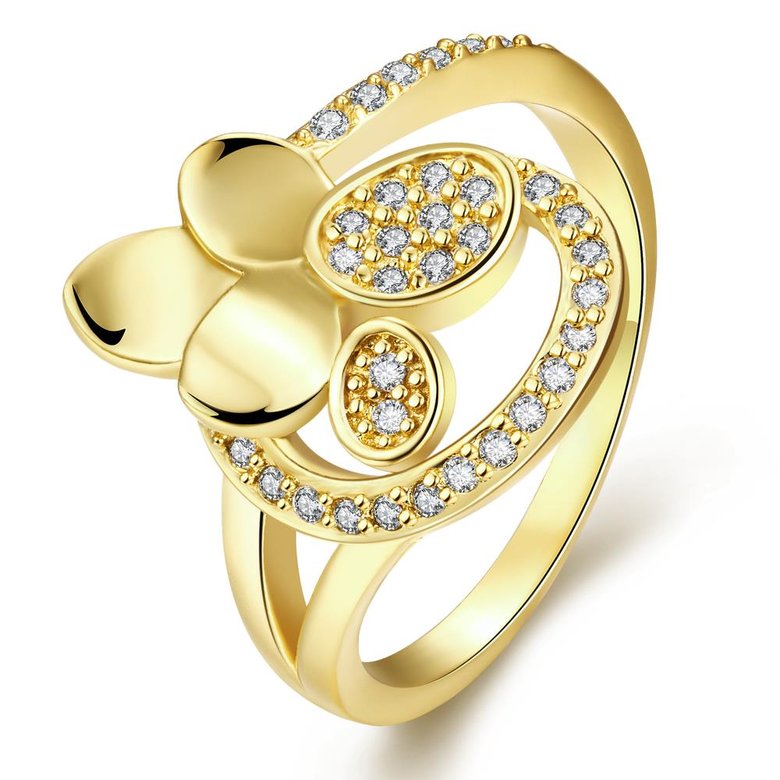 Wholesale Romantic 24K Gold Geometric White CZ Ring Luxury full Diamond Fine Jewelry Wedding Anniversary Party for Girlfriend&Wife Gift TGGPR196