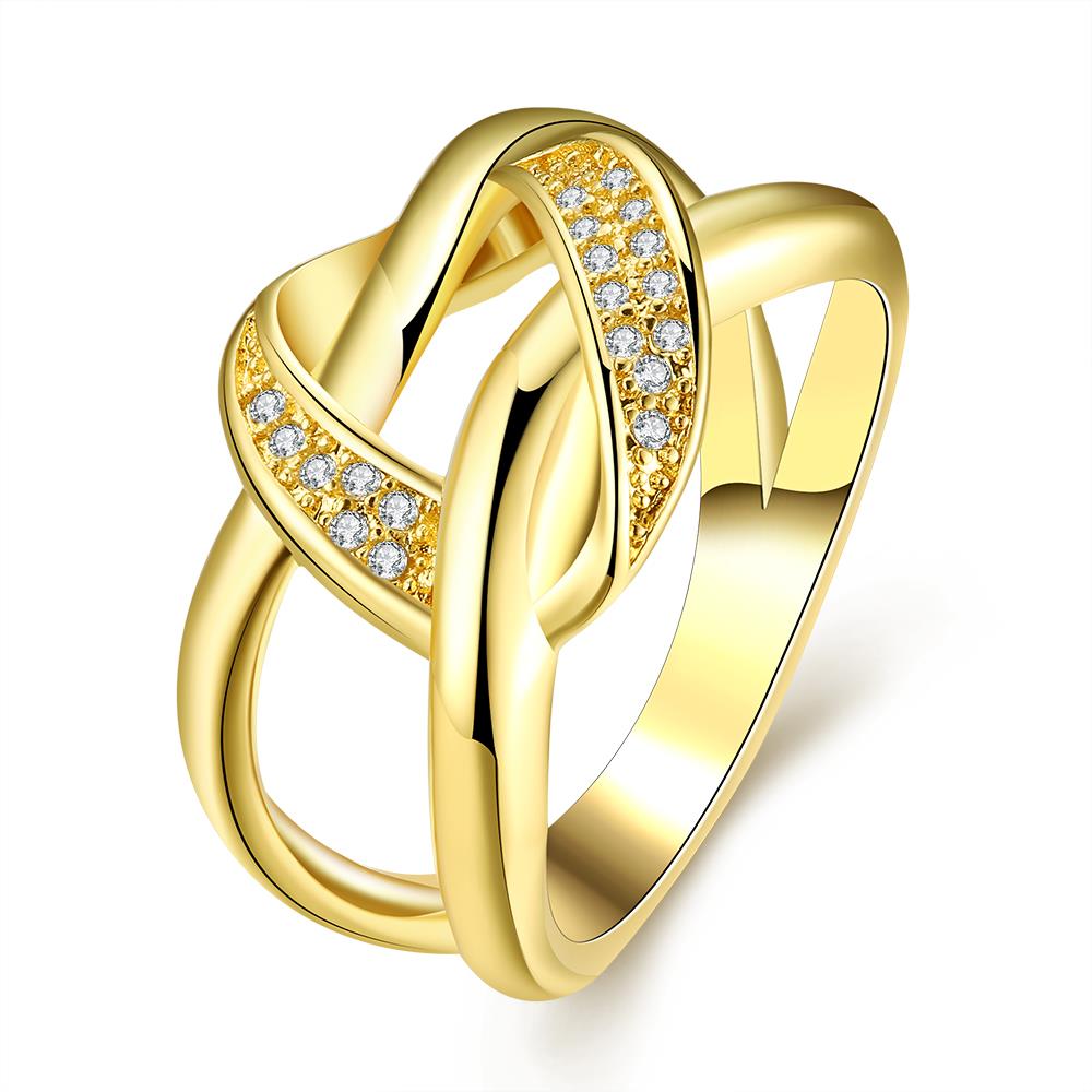 Wholesale New design creative diamond Romantic 24K Gold Geometric White CZ Ring TGGPR161