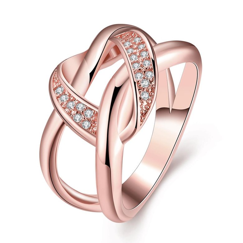 Wholesale New design creative diamond Romantic Rose Gold Geometric White CZ Ring TGGPR166