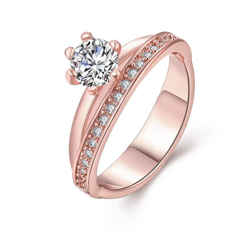 Wholesale New design creative diamond Romantic Rose Gold Round White CZ Ring TGGPR178