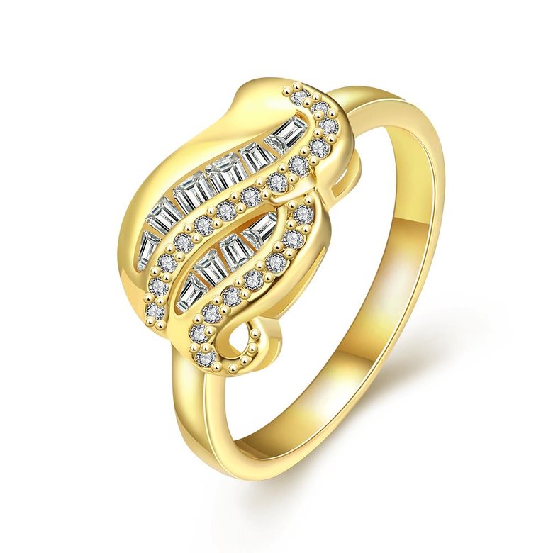 Wholesale Romantic 24K Gold Geometric White CZ Ring Luxury Diamond Fine Jewelry Wedding Anniversary Party for Girlfriend&Wife Gift TGGPR184