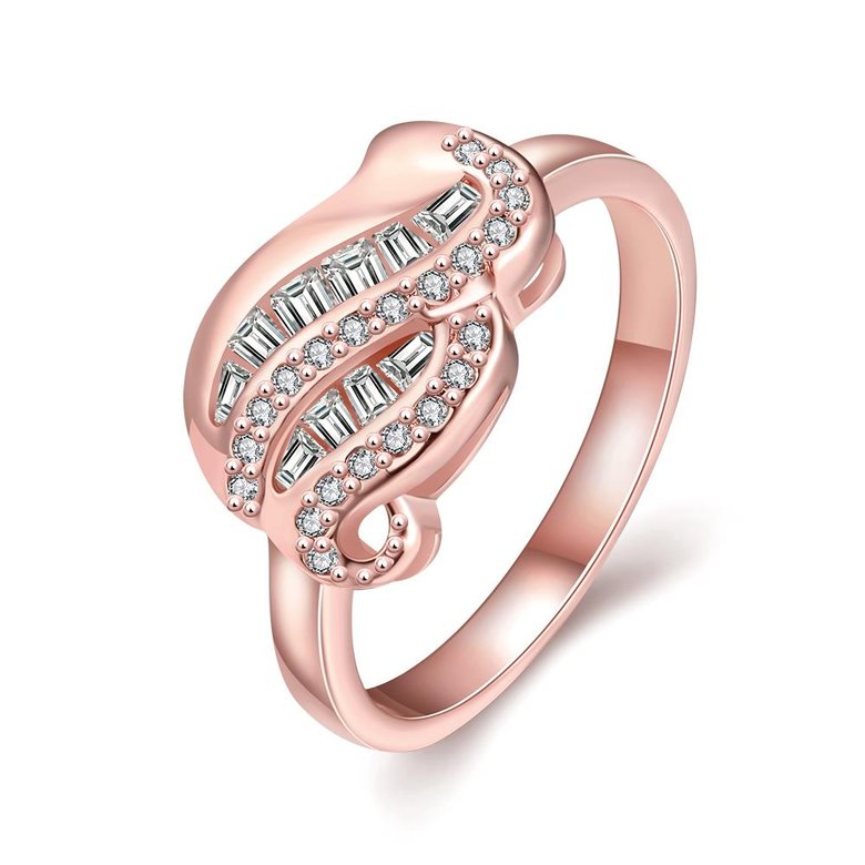 Wholesale Romantic rose Gold Geometric White CZ Ring Luxury full Diamond Fine Jewelry Wedding Anniversary Party for Girlfriend&Wife Gift TGGPR190