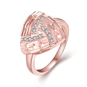 Wholesale Romantic rose  Gold Geometric White CZ Ring creative Diamond Fine Jewelry Wedding Anniversary Party for Girlfriend&Wife Gift TGGPR203
