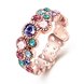 Wholesale Romantic Rose Gold Plant Multicolor Rhinestone Ring  for Women Girls Finger Ring Wedding Band Jewelry TGGPR014