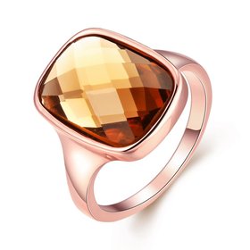 Wholesale Square Crystal Rings Champagne Rose Gold Color Cubic Zirconia Wedding Party Jewelry for Women Gift Drop shipping TGGPR017