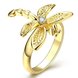 Wholesale Trendy 24K Gold Romantic Beautiful Lovely Dragonfly Insect  White CZ Ring TGGPR020