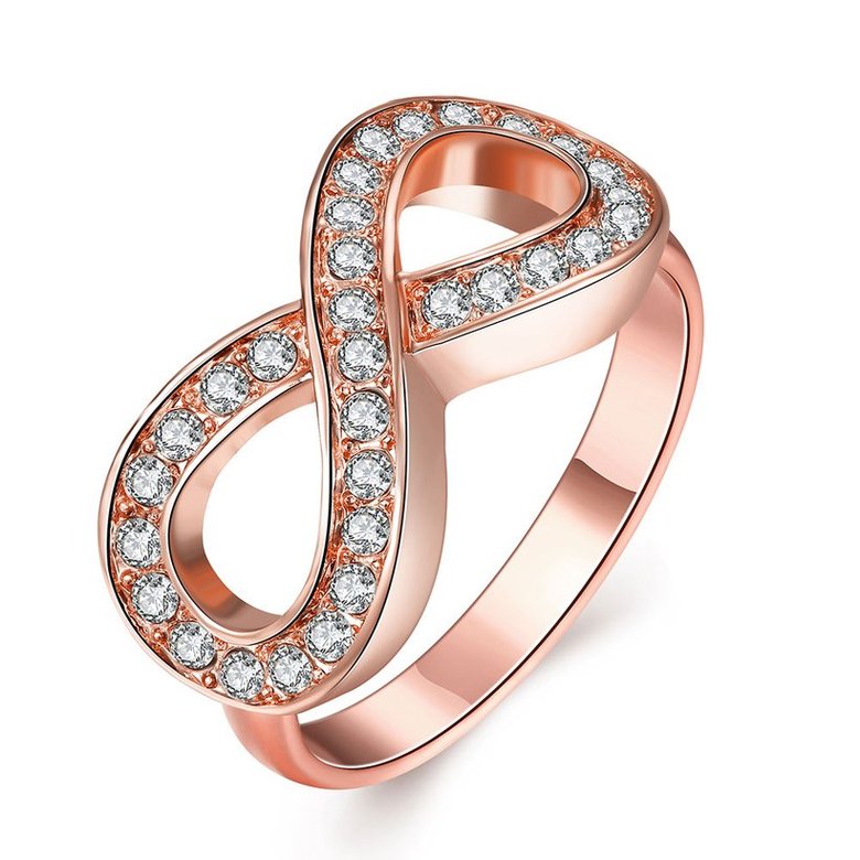 Wholesale Hot sale Jewelry Infinity 8 Symbol Trendy Titanium Geometric White Crystal Ring TGGPR135