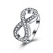 Wholesale Hot sale Jewelry Infinity 8 Symbol Trendy Imitation Rhodium Geometric White Crystal Ring TGGPR140