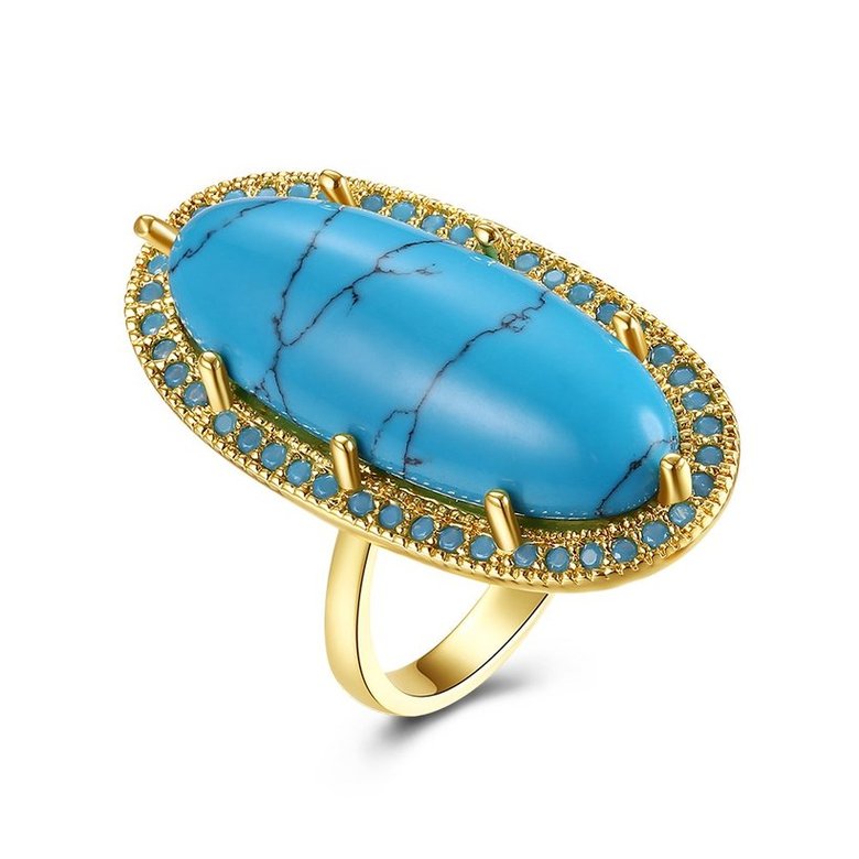 Wholesale jewelry from China Charms Natural Turquoise Rings 18K gold Women's Vintage Anniversary Party Gifts TGNSR032