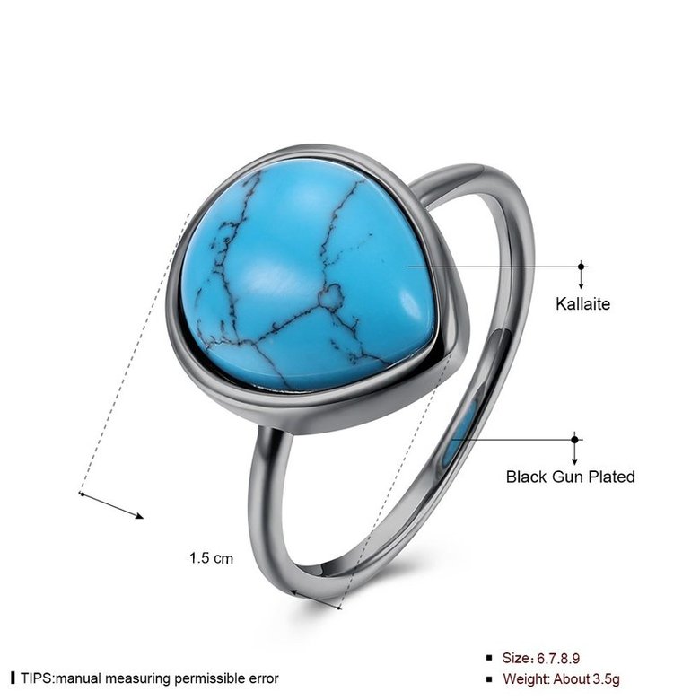Wholesale Elegant Simple water drop Turquoise Rings for Women Girls Silver color Fine Jewelry Anniversary Engagement Party Gift TGNSR006