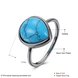 Wholesale Elegant Simple water drop Turquoise Rings for Women Girls Silver color Fine Jewelry Anniversary Engagement Party Gift TGNSR006