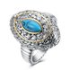 Wholesale Trendy luxury  Bohemian oval Natural Stone Kallaite Ring Silver Rings for Women Vintage Jewelry for Anniversary Wedding  TGNSR007