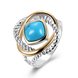 Wholesale Vintage Trendy big square shape Turquoises Rings for Women Gifts Party Wedding Jewelry TGNSR011