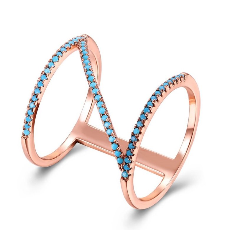 Wholesale Trendy Rose Gold vintage wheel shape High Quality Natural Turquoise Rings for Women Trendy Jewelry Gifts TGNSR019