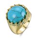 Wholesale Vintage gold Wide Big round Natural Turquoises Rings For women Bohemian Boho Jewelry goldfriend Gifts TGNSR024