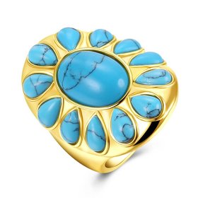 Wholesale Vintage 18K gold Wide Big Natural Turquoises Rings For women Bohemian Boho Jewelry goldfriend Gifts TGNSR025