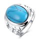 Wholesale Fashion Oval High Quality Natural Turquoise Rings for Women Silver color hollow heart shape Trendy Jewelry Gifts TGNSR026