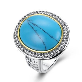 Wholesale Fashion Oval High Quality Natural Turquoise Rings for Women Silver color Trendy Jewelry  Gifts TGNSR027