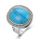 Wholesale Fashion Oval High Quality Natural Turquoise Rings for Women Silver color Trendy Jewelry  Gifts TGNSR027