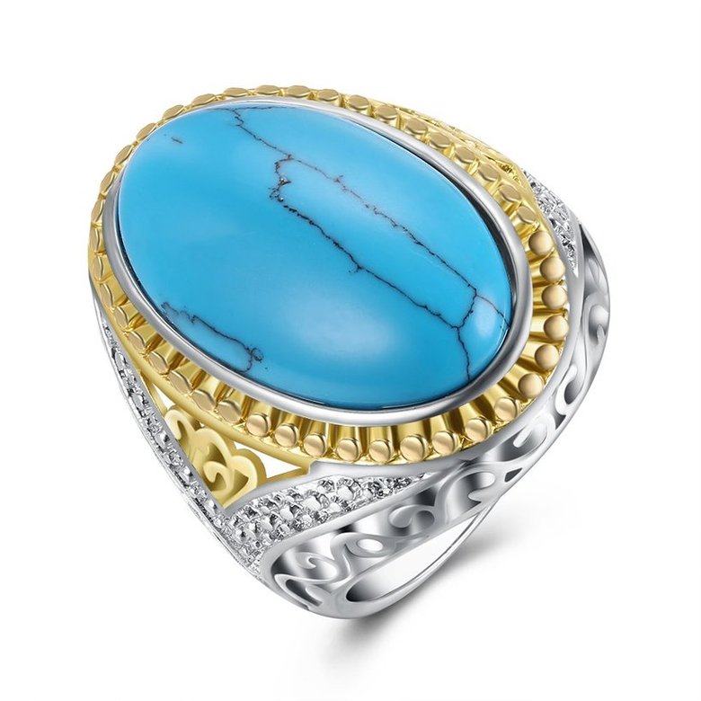 Wholesale Fashion Oval High Quality Natural Turquoise Rings for Women Silver color Trendy Jewelry  Gifts TGNSR028