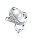 Wholesale Romantic Platinum Round White pearl zircon Ring Beautiful Shinning Party weddingJewelry TGPR016