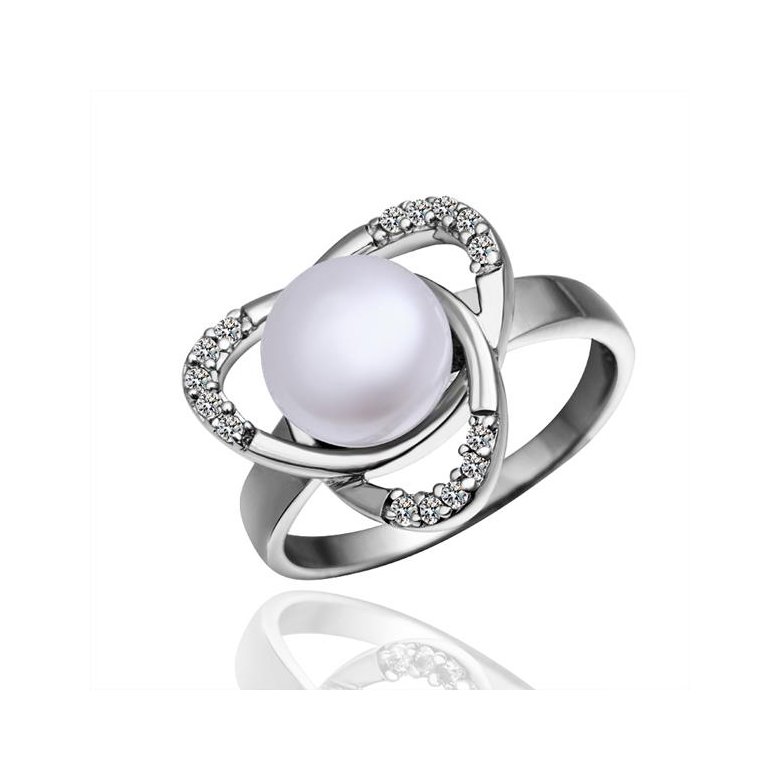 Wholesale Fashion Romantic Platinum rings Natural Freshwater Pearl Retro Good Quality Ring For Women wedding ball jewelry Drop Shipping TGPR005