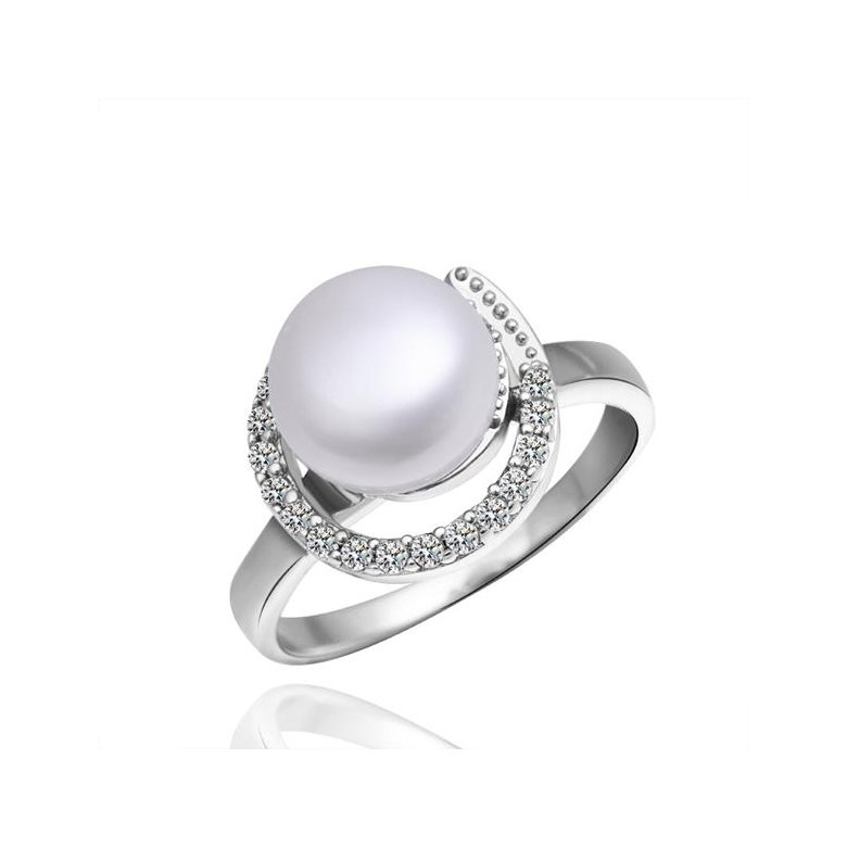 Wholesale Fashion Romantic Platinum rings Natural Freshwater Pearl Retro Good Quality Ring For Women wedding ball jewelry Drop Shipping TGPR006