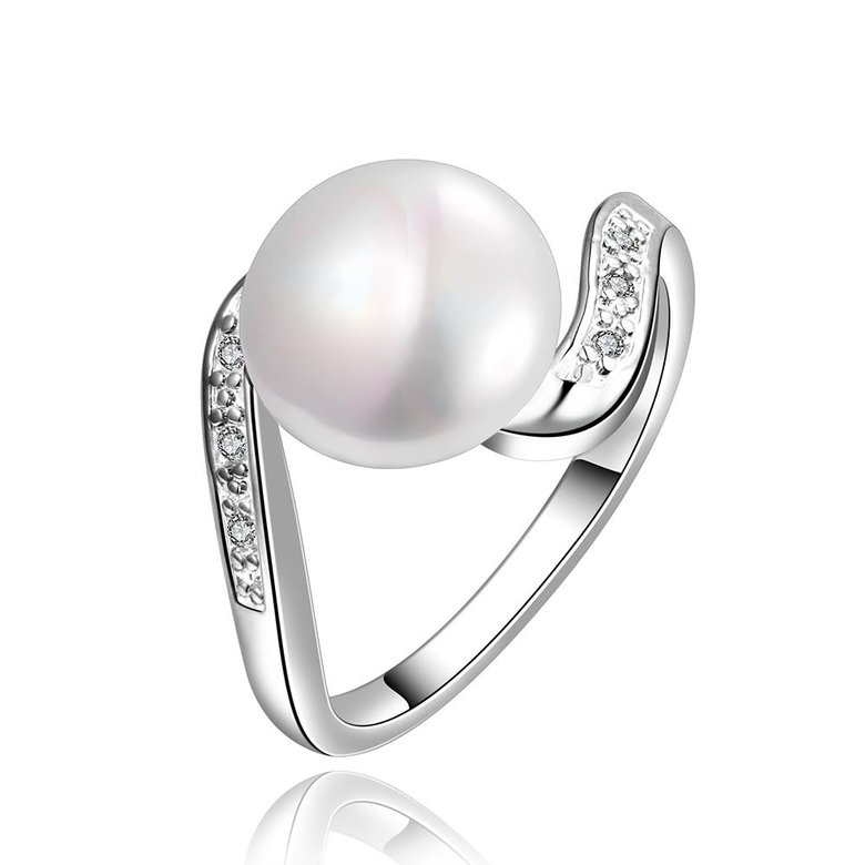Wholesale Fashion Romantic Platinum rings Natural Freshwater Pearl Retro Good Quality Ring Jewelry For Women Drop Shipping TGPR001
