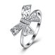Wholesale Authentic Solid 925 Sterling silver Ring Fashion Wedding bowknot jewelry Sparkling CZ Women Valentine's gift TGSLR053