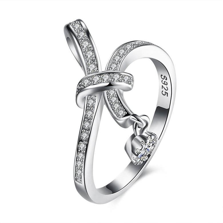 Wholesale Trendy 925 Sterling Silver Geometric CZ knot finger Ring for Women Girls Best Birthday Gift Zircon jewelry TGSLR072