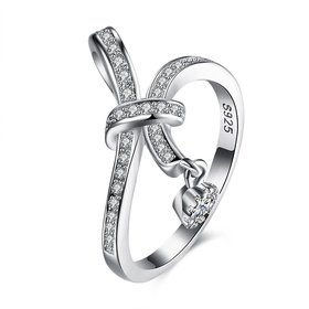 Wholesale Trendy 925 Sterling Silver Geometric CZ knot finger Ring for Women Girls Best Birthday Gift Zircon jewelry TGSLR072