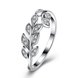 Wholesale Korean Trendy 925 Sterling Silver Handmade Olive Leaf Rings for Women Exquisite CZ Stone wholesale Jewelry TGSLR088