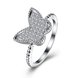 Wholesale Trendy Real 100% 925 Sterling Silver Butterfly Rings For Women Clear CZ Lady Engagement Decoration Ring Wedding Jewelry TGSLR092