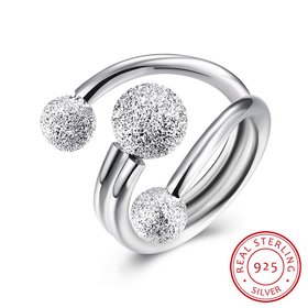 Wholesale Classic Real 925 Sterling Silver Surround Design Ball Adjustable Rings for Women Party Jewelry Gift Ideas for Mom TGSLR117