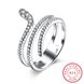 Wholesale Genuine 925 Sterling Silver CZ Ring Cute Animal Snake Rings for Women Wedding Bands White Crystal Unique Winding Engagement Ring TGSLR001