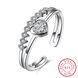 Wholesale Trendy Real 925 Sterling Silver heart shape White CZ Ring for Woman opening  adjustable ring asymmetrical  jewelry TGSLR134