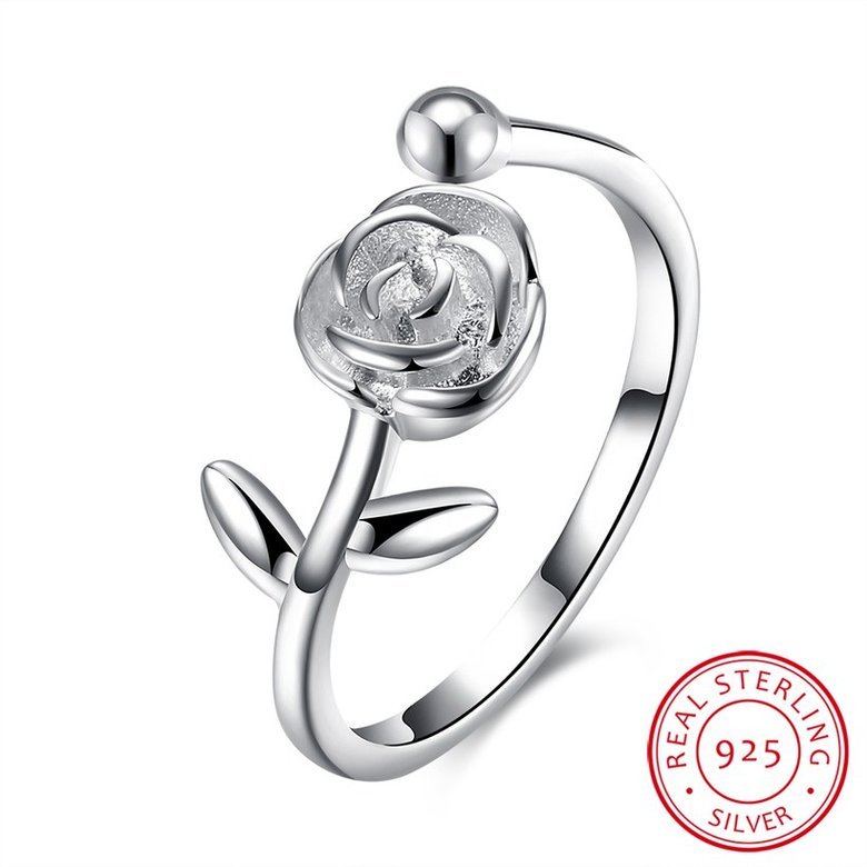 Wholesale 925 Sterling Silver Ring For Women Wedding Anniversary Fine Jewelry Retro Silver Rose Ring Engagement Ring TGSLR137