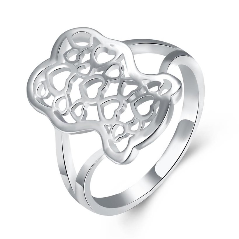 Wholesale Classic Silver Plated Geometric Heart Shaped hollow Ring for Women SPR562