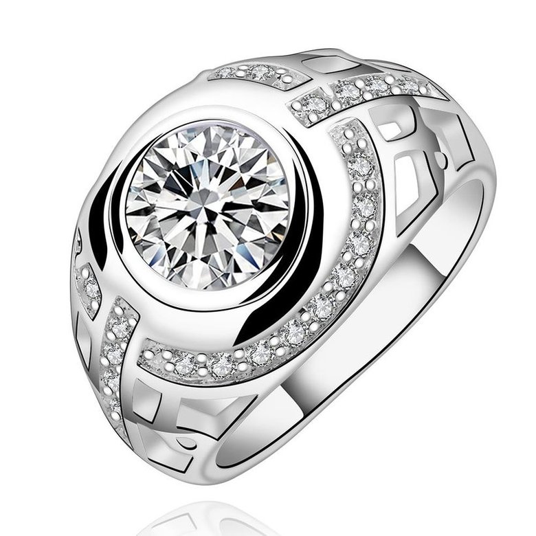 Wholesale Fashion Luxury  Silver Plated Round ablaze Zircon Ring for Women SPR565