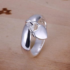 Wholesale New Creative Silver Plated Heart lock for Women ring wholesale jewelry SPR582