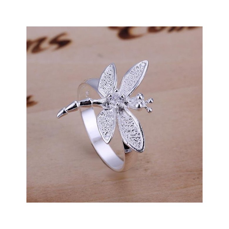 Wholesale New Creative Classic Silver Plated Exquisite Design dragonfly Ring for Women SPR583