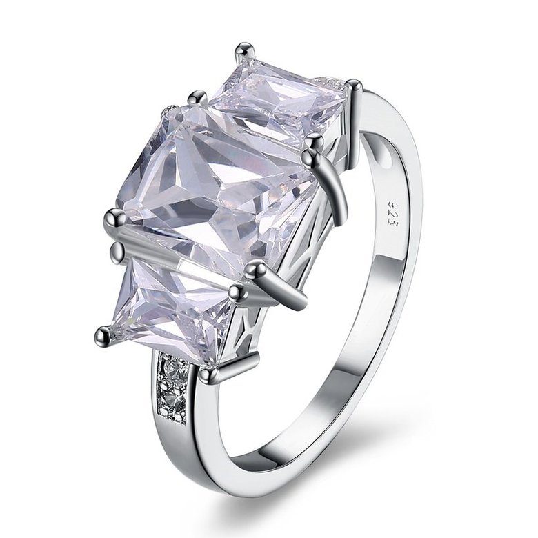 Wholesale Luxury square Zircon Gemstone Fine Jewelry Accessories for Women Wedding Party Ornament Ring SPR605