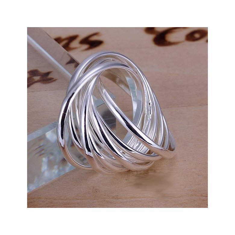 Wholesale Multi-circle Smooth Ring Women Fashion Jewelry Korean Stylish Cool Charms Women's silver plated Rings Girls TGSPR711
