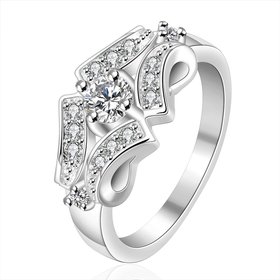 Wholesale Trendy rings from China Silver Geometric White CZ Ring for women Romantic Banquet Holiday Party wedding jewelry TGSPR246