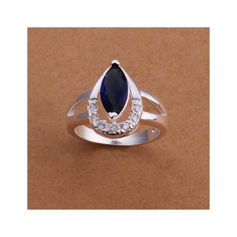 Wholesale  Hot selling Classic Women Engagement Party Jewelry High Quality Big Tear Drop royalblue Crystal Rings  TGSPR409