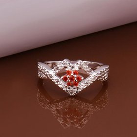 Wholesale Romantic Classical Female AAA Crystal red Zircon Stone Ring Silver color Finger Ring Promise Engagement Rings for Women TGSPR559