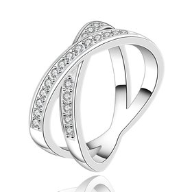 Wholesale Newest hot sale Ring for Women Wedding Trendy Jewelry  X Shape Cross Dazzling CZ Stone Modern Rings TGSPR198