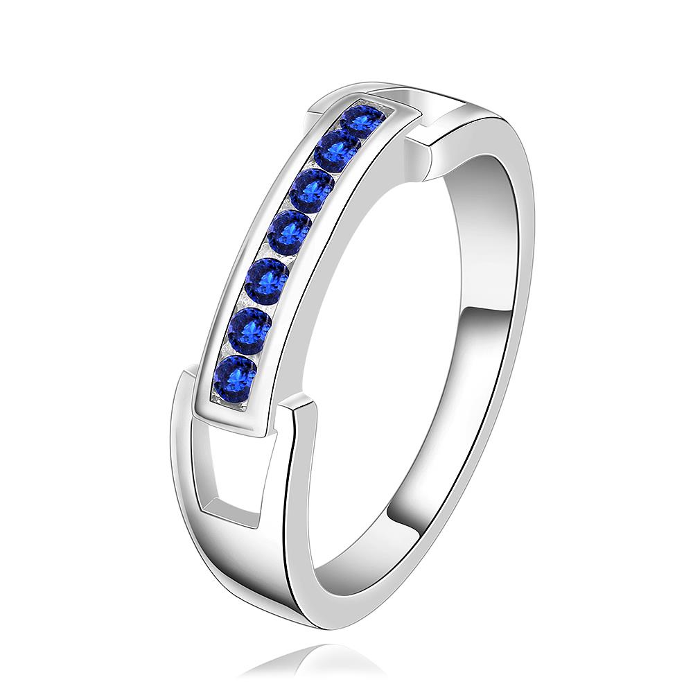 Wholesale Romantic Silver Ring Wedding Bands Jewelry Blue Cubic Zircon Crystal Ring For Women Engagement jewelry TGSPR271